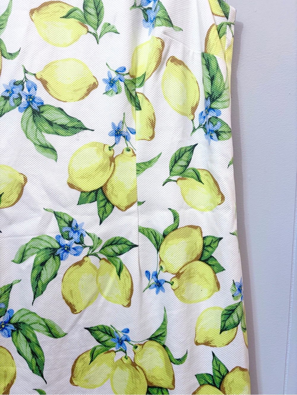 Talbots White Lemon Print Sleeveless Midi Shift Dress Nostalgic Summer Size 10 - Picture 2 of 7